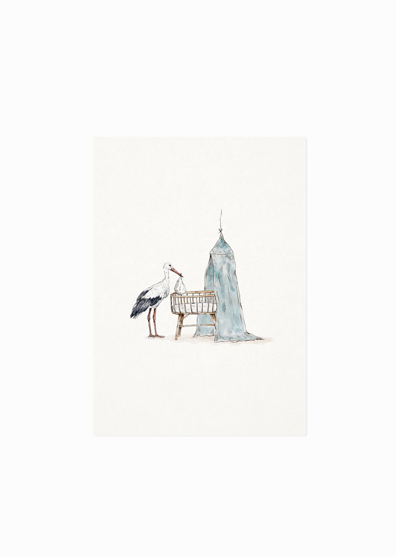 Kaart | Wiegje met ooievaar (blauw)